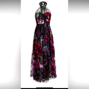 Marchesa Notte Floral Tulle Halter gown